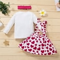 thumbnail image 5 of Otqutp 2025 Fall Spring Cute Toddler Baby Girls Fashion Valentine's Day Dot Heart Printed T Shirts Long Sleeve Tops Suspenders Dress Button Skirts Outfits(b-Hot Pink,18-24 Months), 5 of 9