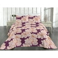 thumbnail image 2 of Ambesonne Floral Quilted Bedspread Set 3 Pcs, Vintage Pastel Rose Pattern, Twin, Peach Blush and Plum, 2 of 4