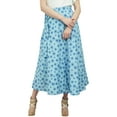 thumbnail image 4 of Phagun Light Blue Reversible Wrap Skirt Floral Printed Cotton Long Hippy Skirt, 4 of 6