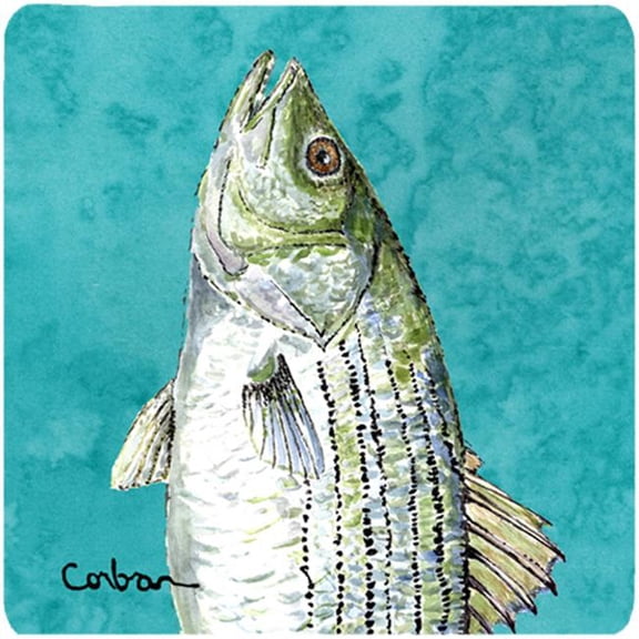 Striped Bass Foam Coasters - Set Of 4, 3.5 x 3.5 In.