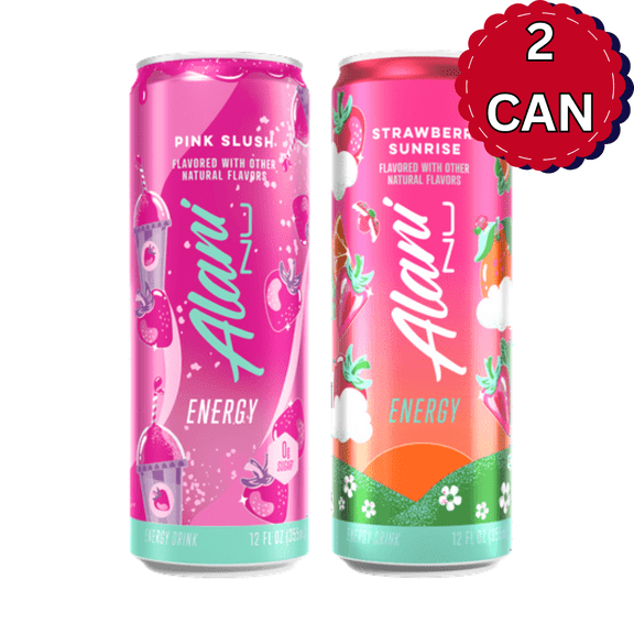 Alani Nu Valentine’s Special Energy Drink Variety Pack, Pink Slush & Strawberry Sunrise, 2 Cans (12 fl oz each)