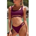 thumbnail image 3 of Sociala Bikini Set for Women Two Piece Swimsuits Mid Waisted Adjustable Wide Straps Belt Backless, 3 of 5