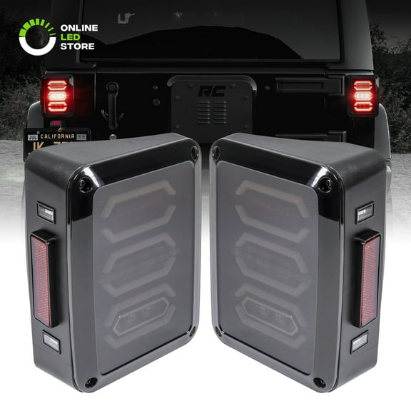 Smoked Lens LED Tail Light [Hexagon Design] [288 LEDs] [Plug n Play] for 2007-2018 Jeep Wrangler JK & Unlimited - Pair