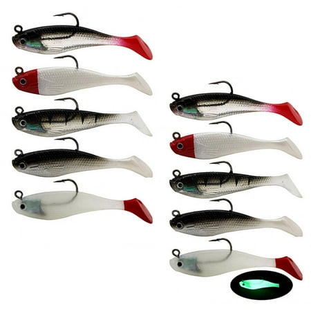 GUIYANIU 10 Pcs Swim Baits with Sharp Hook for Bass