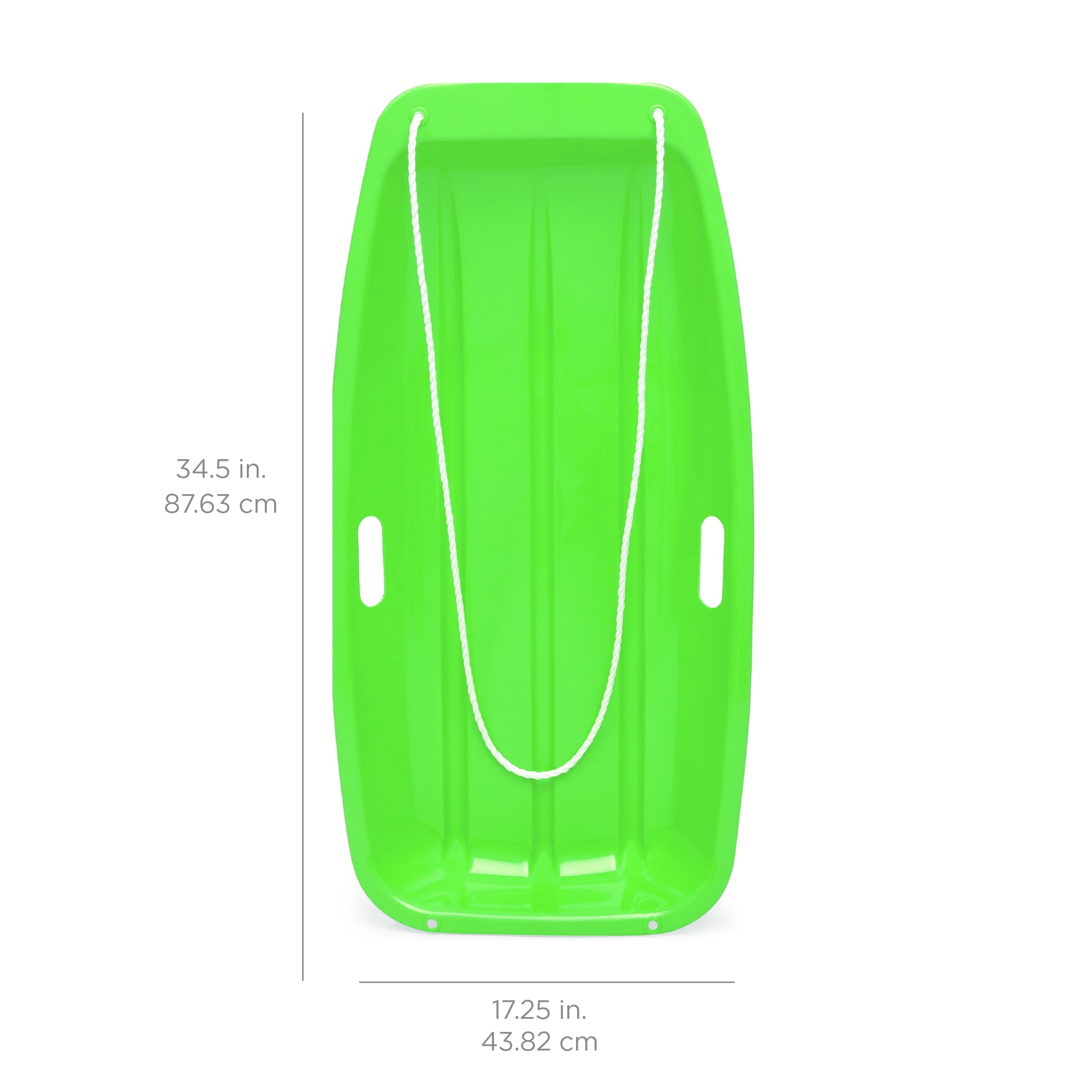 Best Choice Products 35in Kids Outdoor Plastic Sport Toboggan Winter Snow Sled Board w/ Pull Rope, 2 Handles - Green