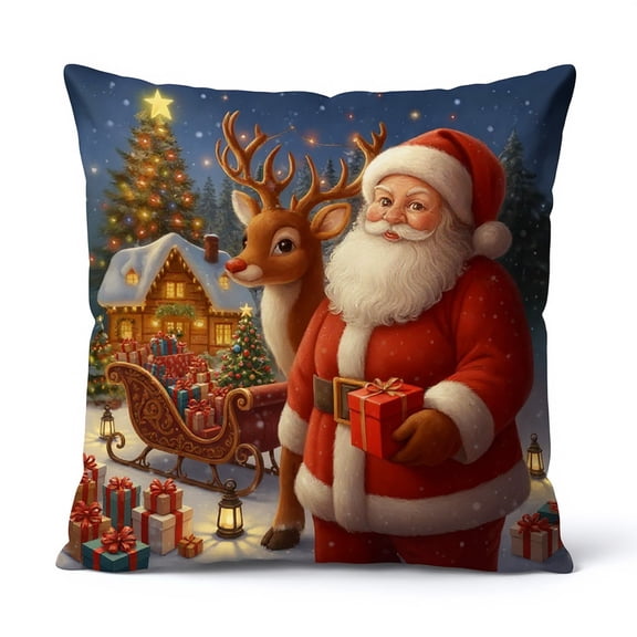 Bwiyojiz Cotton Christmas Pillow Covers 17.7x17.7" Decorative Cases with Soft Fabric Hidden Zipper for Home Decor, Gifts for Friend, Red