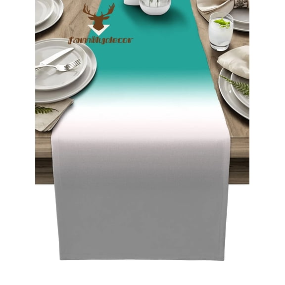 Turquoise Gray Gradient Table Runner Home Wedding Table Flag Mat Table Centerpieces Decoration Party Dining Long Tablecloth