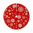 thumbnail image 1 of F 90Cm Christmas Tree Skirt Polyester Fabric Red Gold Snowflake Star Print For Tree Base Durable Easy To Clean, 1 of 7