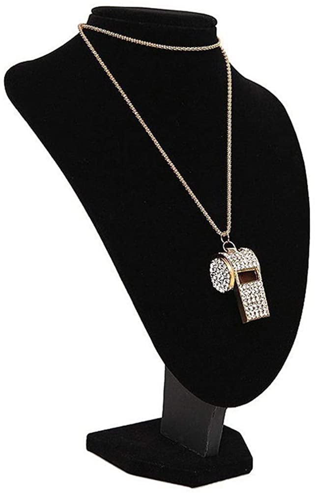 Trendy Hot Rhinestone For Ladies Girls Gold Pendant Necklace Whistle Jewelry 