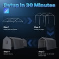 thumbnail image 3 of ADVANCE OUTDOOR 8x14 ft Outdoor Carport Storage Shelter Shed Anti-Snow Portable Carport Garage Kit Canopy Tent, Gray, 3 of 11