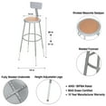 thumbnail image 3 of Hampden Furnishings Flynn 32"-39"H Adjustable Masonite/Steel Stool with Backrest, Grey, 2 PK, 3 of 8
