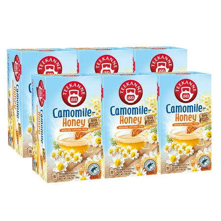 Teekanne Camomile Honey Tea Herbal Tea Caffeine Free Naturally Flavored Classic Herbal Tea with 20 Individually Wrapped Tea Bags Per Box Soothing Delicious Beverage Pack of 6
