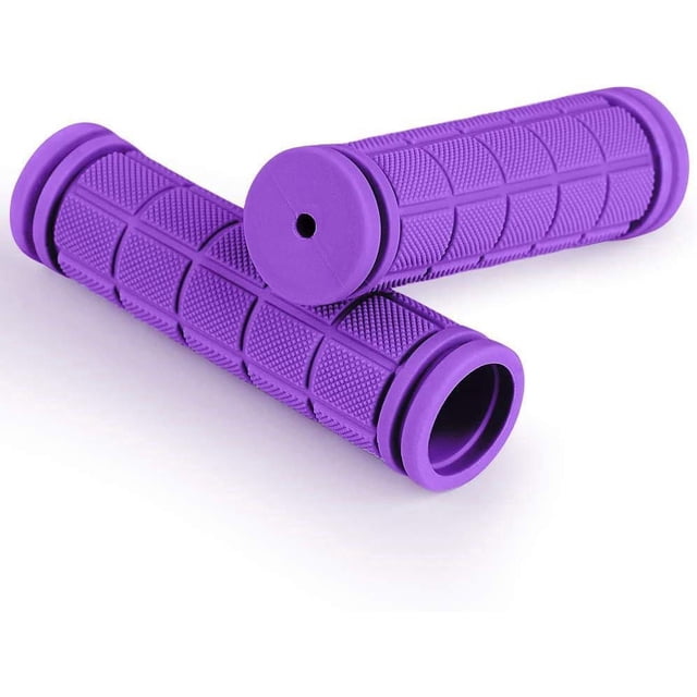 Par de puños ergonómicos de goma suave antideslizantes para bicicleta, morados