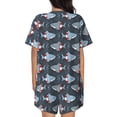 thumbnail image 6 of Fotbe Shark Wearing Swim Ring Print Pajama Set for Women 2 Piece Loungewear Short Sleeve Tops and Shorts Set Soft Sleepwear-XX-Large, 6 of 7