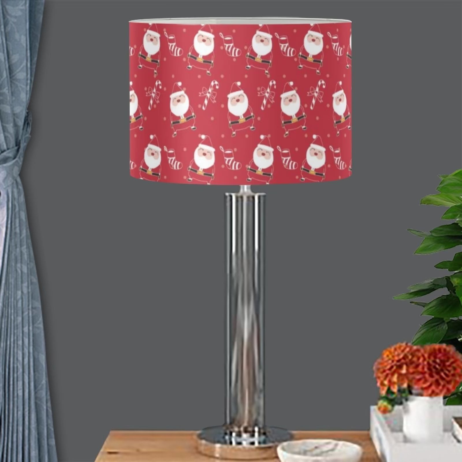 NETILGEN Christmas Cane Candy Cylinder Table Lamp Shade Well
