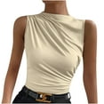 thumbnail image 1 of Plebaso Women's Tank Tops High Neck Ruched Sleeveless Shirts Slim Casual Basic Tees Tops for Going Out, 1 of 5