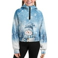 thumbnail image 5 of Chaqlin Snowman Snowflake Print Girls Half Zipper Sweatshirts Girl Half Zipper Sweatshirt with Pocket Casual Pullover Athletic Zip Up Lightweight Sweatshirt Size 7-8 Blue, 5 of 7