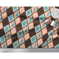 thumbnail image 3 of Soimoi Brown Japan Crepe Satin Fabric Stripe & Diamond Geometric Print Sewing Fabric Yard 42 Inch Wide, 3 of 3
