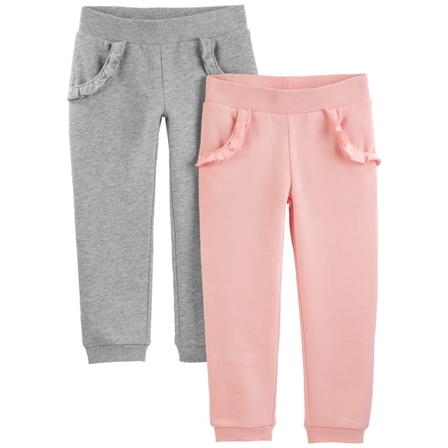 Pantalones de forro polar Simple Joys by Carter's Girls, paquete de 2 unidades, 3T, gris/pi