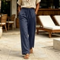 thumbnail image 5 of hoksml Women Drawstring Elastic Waist Straight Cotton Pants Eyelet Embroidery Cutout Ankle Loose Trousers for Daily Wear, 5 of 6