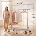 thumbnail image 4 of Hokeeper 550 lbs Heavy Duty Commercial Grade Garment Rack Portable Freestanding Modern Clothes Rack, Silver, 4 of 9