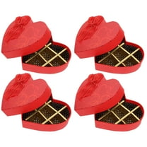 UNOMOR 4 Pcs Red Heart Shaped Box Cardboard Romantic Design for Parties