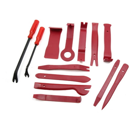Door Skin Installer - 13 in 1 Red Car Door Clip Audio GPS Dashboard Installer Pry Tool Dismantle Kit