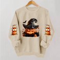 thumbnail image 2 of VKOYWKM Women's Halloween Print Crew Neck Sweatshirt Cute Spooky Graphic Sweatshirts Oversized Long Sleeve Sweatshirts Fall Pullover, 2 of 6