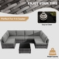 thumbnail image 7 of KIGOTY 7 Piece Outdoor Patio Furniture, Wicker Rattan Outdoor Conversation Set Sectional Sofas for Backyard, Garden, Gray-Gray, 7 of 7