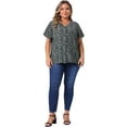 thumbnail image 3 of DARING DIVA Women's Plus Single Breasted Short Sleeve Floral Tops 4X Black Purple, 3 of 6