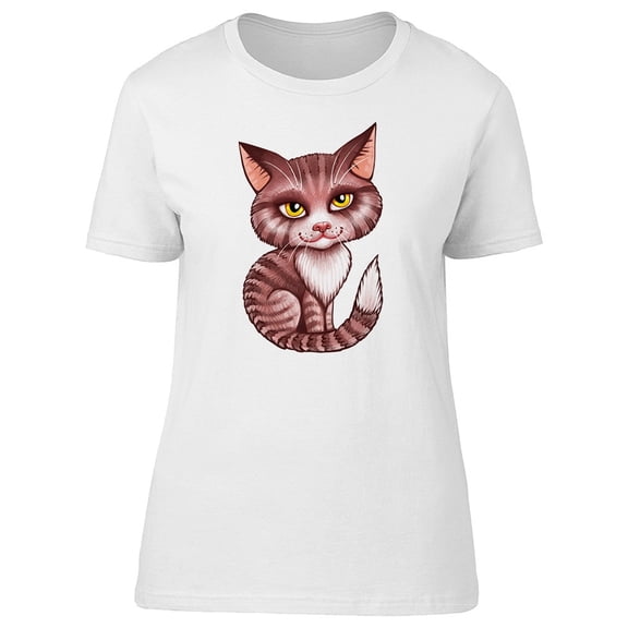 Cute Brown Cartoon Kitten Tee Women's -Image by Shutterstock