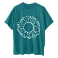 thumbnail image 3 of WREESH Loose Printed Women's T-Shirts Oversized Round-Neck Short Sleeve Blouses Blue, 3 of 5