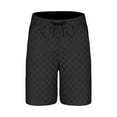 thumbnail image 3 of Men's Jacquard Checkerboard Shorts Drawstring Elastic Waist Athletic Gym Sports Running Shorts with Pockets, 3 of 5
