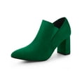 thumbnail image 6 of BLISSFUL STEP Pointy Toe Slip on Block Heels Chelsea Ankle Booties for Women, 6 of 7