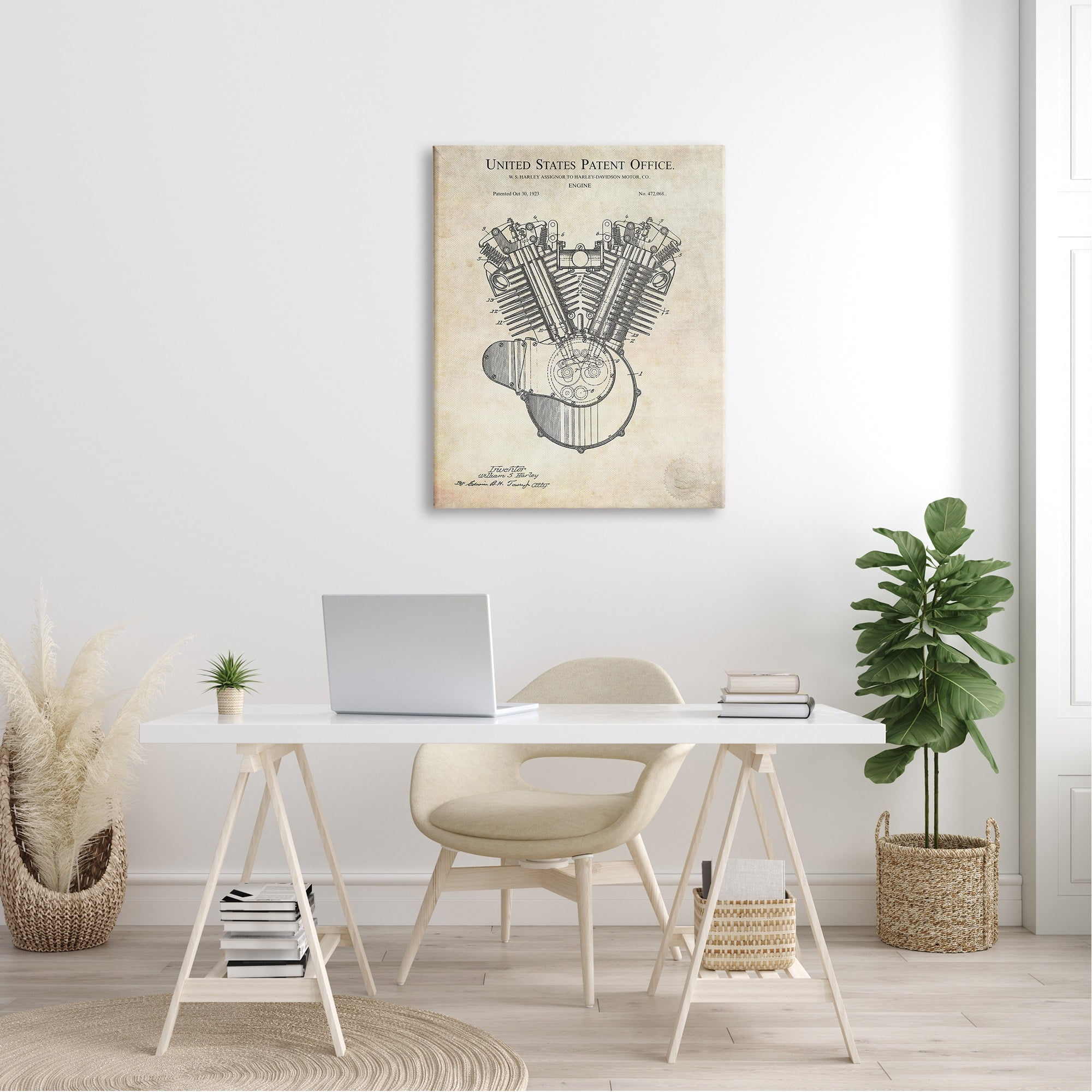 Stupell Industries Detailed Engine Machine Diagram Blueprint Patent Text Canvas Wall Art, 30 x 40, Design by Karl Hronek