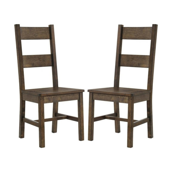 Rustic Dining Chairs Set of 2, Armless Side Chairs with High Backrests, Wooden Dining Room Chairs for Living Room, Bedroom, Kitchen, Golden Brown