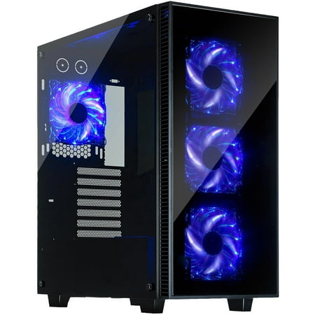 Tower Computer Gaming Rosewill ATX Mid Tower Gaming Computer Case, Tempered Glass Panels, Up to 420mm GPU, 360mm Liquid-cooling, 4 120mm Fans Pre-installed - CULLINAN ()