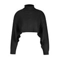 thumbnail image 4 of Plus Size Sweater Tops On Seasonal Women's Thin Sweater Solid Color Loose Fit Pullover Turtleneck Sweater Black One Size(One Size), 4 of 6