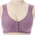 thumbnail image 3 of Bigersell Comfy Bra Front Snap Closure V-Neck Wire-Free Bra Support Women Sleep Bra No Underwire Bra Style R-26 Basic Bra Strap Nylon Padded Bra Feature Everyday Bras Underwear Purple 4XL, 3 of 6