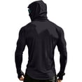 thumbnail image 5 of Men's UPF 50+ Sun Protection Hoodie with Face Cover and Long Sleeves Featuring Quick Dry Fabric Black L, 5 of 9