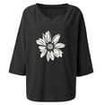 thumbnail image 5 of Kayannuo Fall Womens Shirts Long Sleeve Clearance Print Floral Graphic V-Neck Long Sleeve Tops Women Casual Women's Fashion Printed T-shirt Cotton Hemp 3/4 Sleeves Blouse Round Neck Casual Tops, 5 of 5