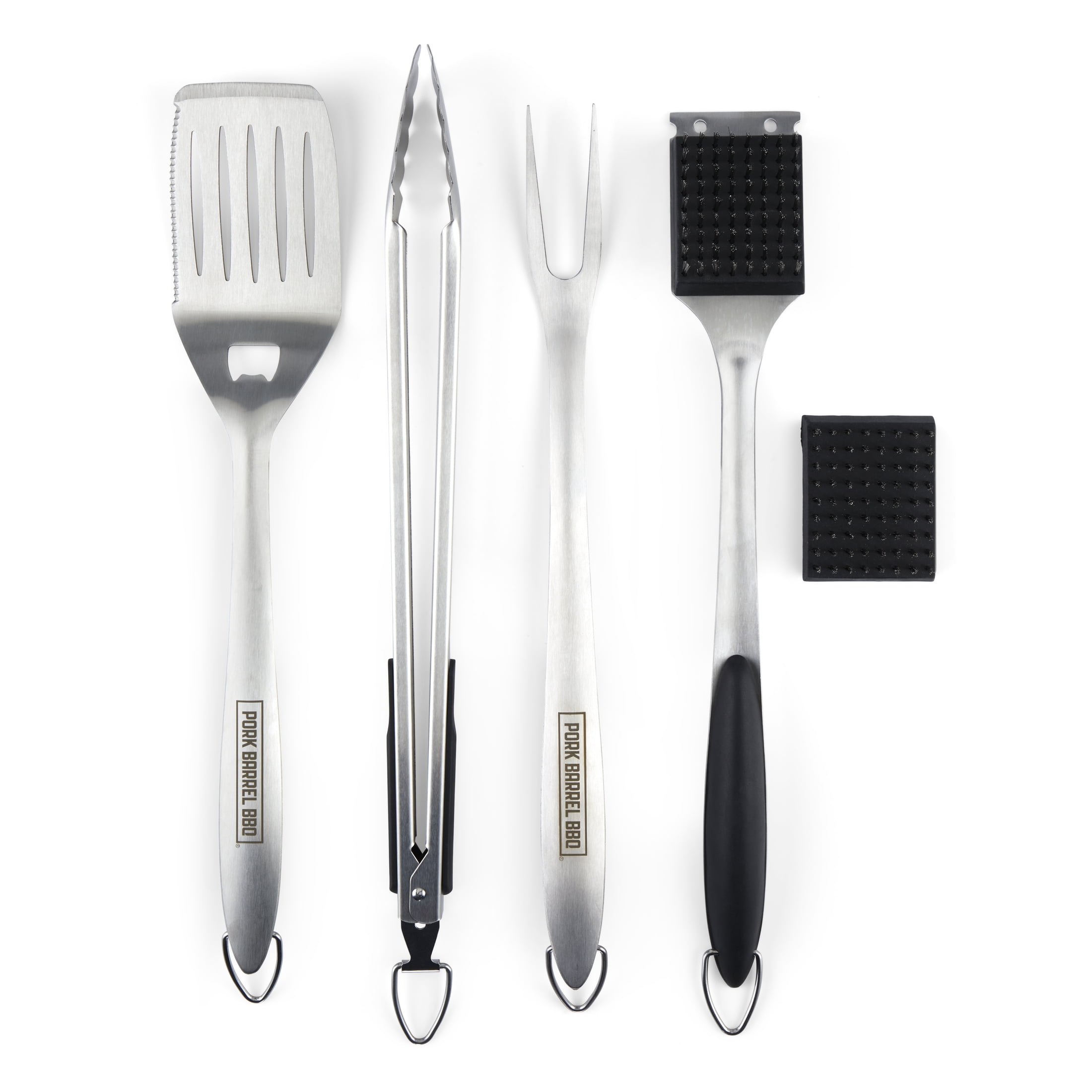 Pork Barrel BBQ Premium BBQ Tool Set - Heavy Duty Stainless Steel Grilling Tools & Grill Accessories with Storage Case
