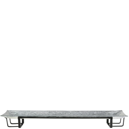 Large Turkey Platter Couronne Co Large Monterrey Recycled Glass Platter and Single Metal Stand, M201-2055, 24 inches long ()