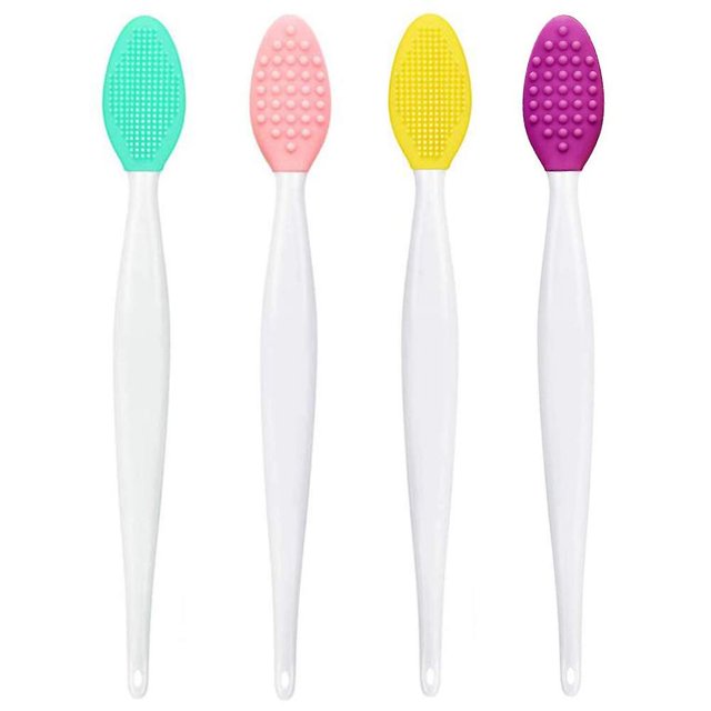 Cepillo de labios de 4 piezas, cepillo de labios, cepillo de labios exfoliante de silicona de doble cara, cepillo de labios exfoliante Afortunado Sencillez
