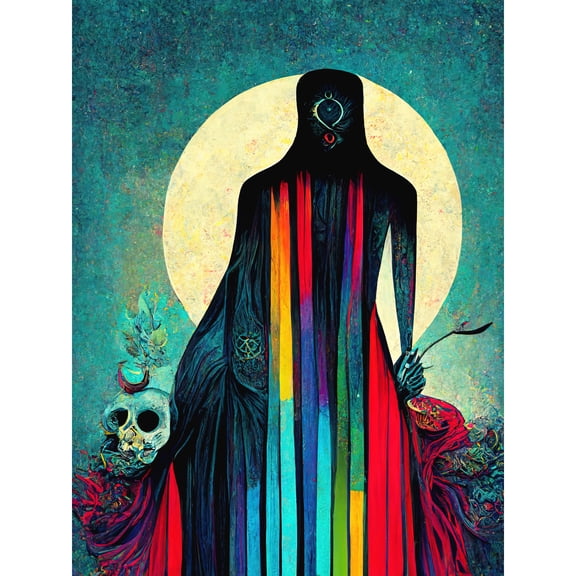 Death Tarot Card Skull Rainbow Illustration Large Wall Art Poster Print Thick Paper 18X24 Inch