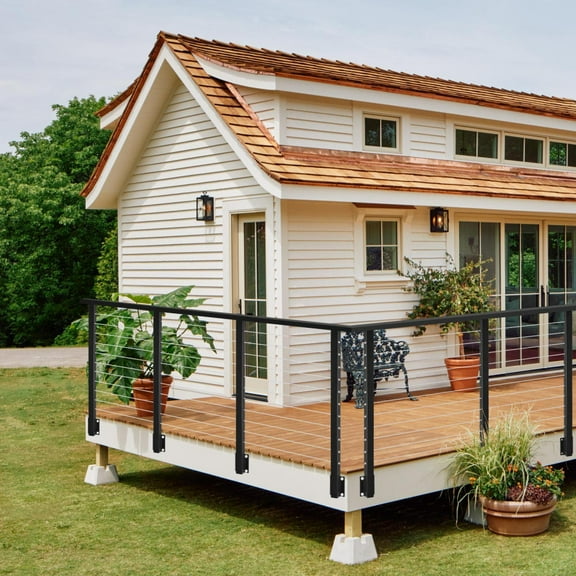 2 Pack Side Mount Railing Post Kit 44", Black Deck Railing System, Cable Posts for Outdoor Porch and Balcony(No Cable and Handrails)