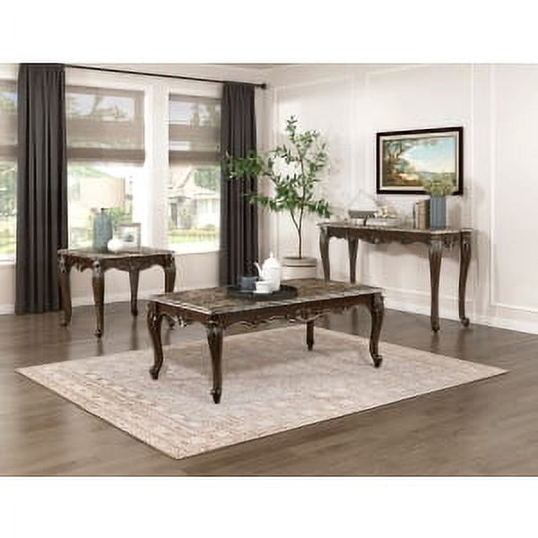 Traditional End Table with Marble Top and Cherry Finish