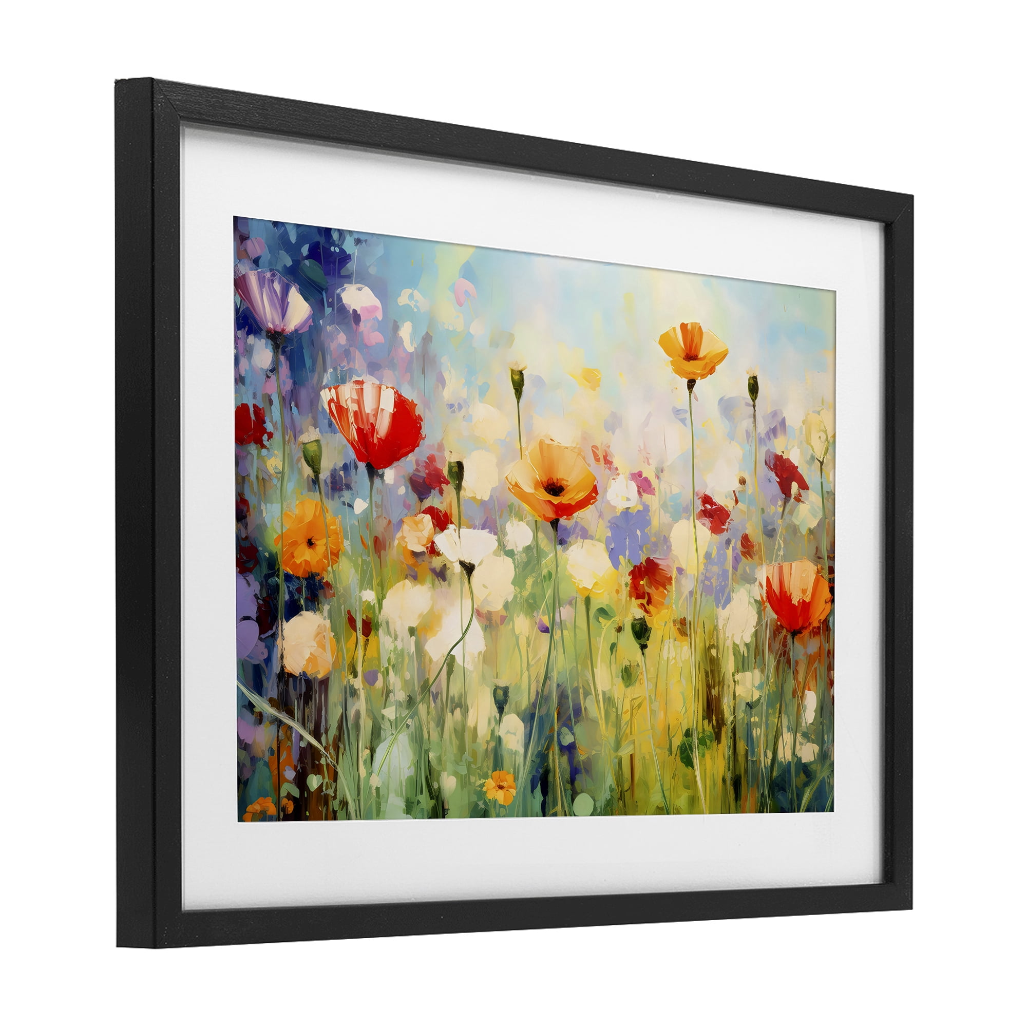 Stupell Industries Sunlit Meadow of Colorful Blooms Black Framed Print Under Glass, design by Creative Studio