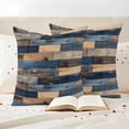 thumbnail image 4 of Pack of 2 Outdoor Pillow Covers 24x24 Inch Waterproof Navy Blue Brown Wood Throw Pillow Covers,Decorative Couch Pillow Shams Protectors Farmhouse Vintage Wooden Patio Pillowcases Cushion Covers, 4 of 8