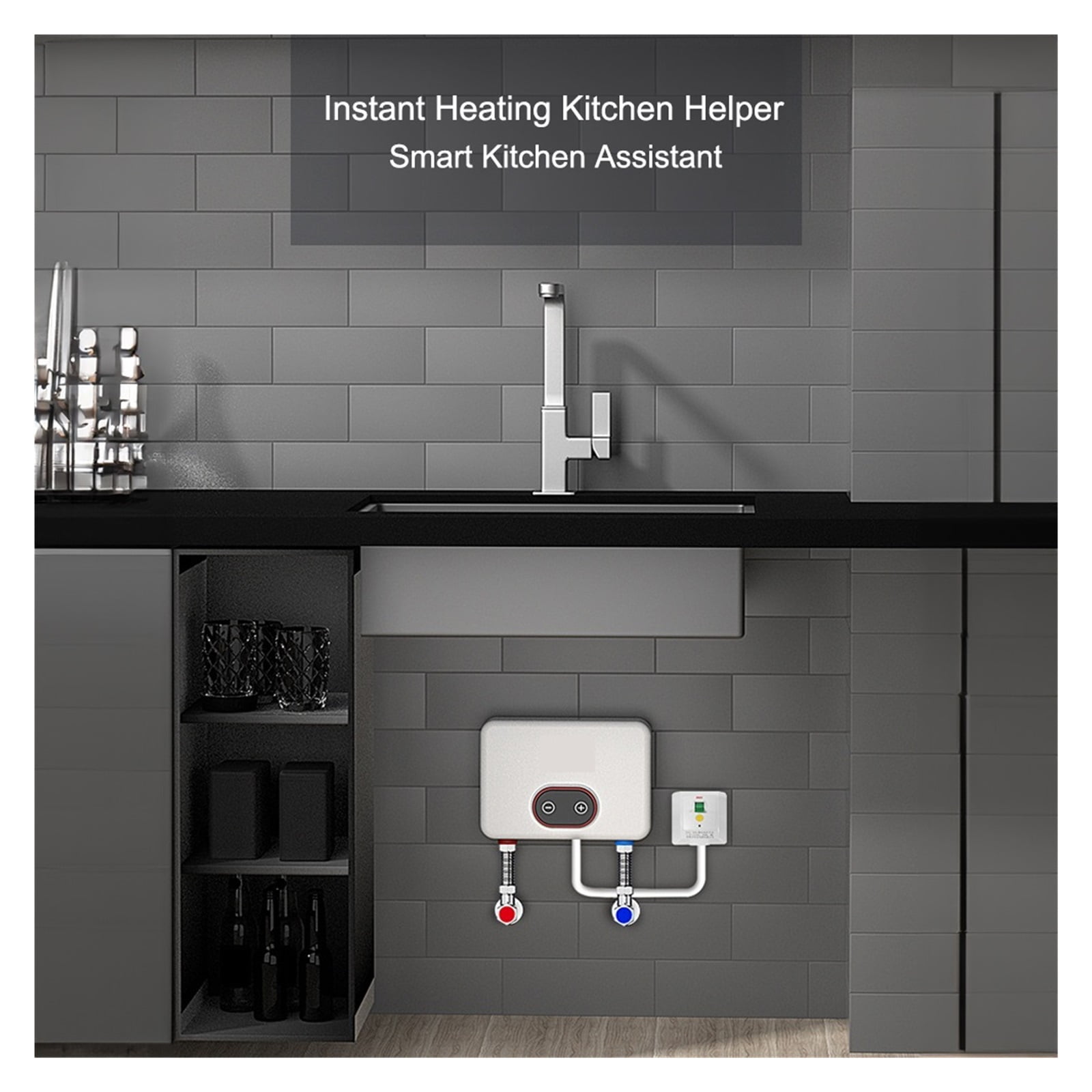 5.5KW Tankless Water Heater LED Digital Display Hot Water Heater Overheating Protection Electric Instant Hot Water Heater ,Safety Protections